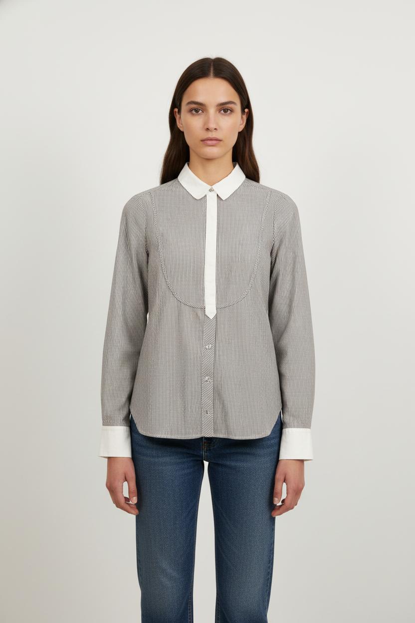 Chemise Rayée Grise et Blanche - Taille S/36
