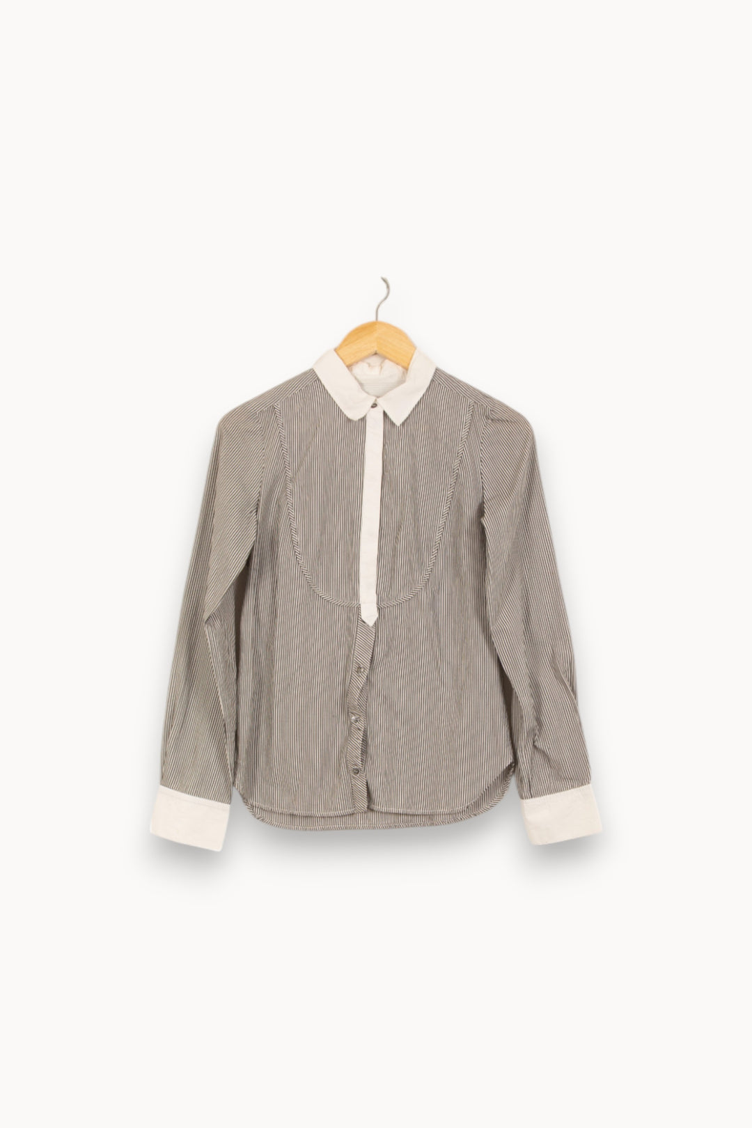 Chemise Rayée Grise et Blanche - Taille S/36 de la marque Comptoir des Cotonniers | PARAD38226 - Vendu par Paradigme - Image 2