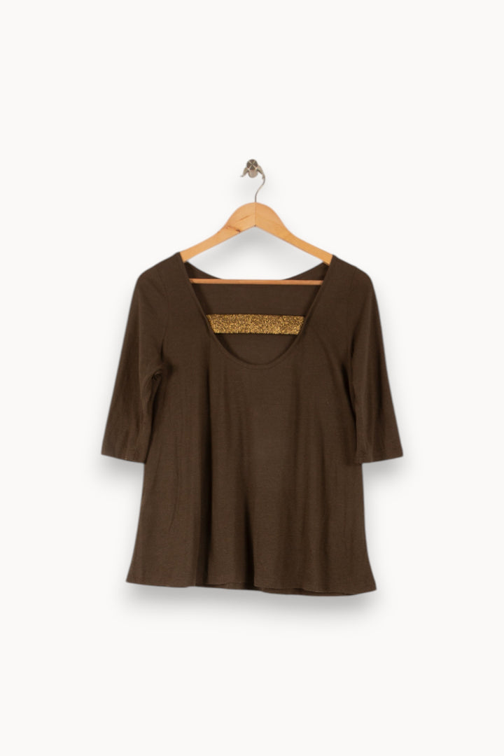 Tee-shirt Marron - Taille M/38 de la marque Claudie Pierlot | PARAD38243 - Vendu par Paradigme - Image 4
