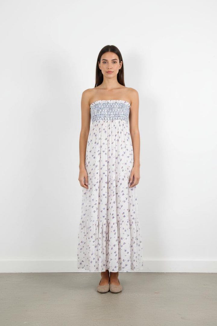 Robe Longue Blanche et Bleue - Taille S/36