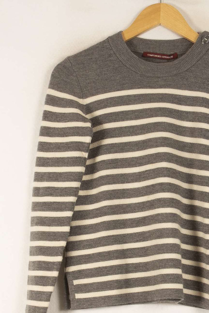 Pull Rayé Gris et Beige - Taille S/36 de la marque Comptoir des Cotonniers | PARAD38271 - Vendu par Paradigme - Image 3
