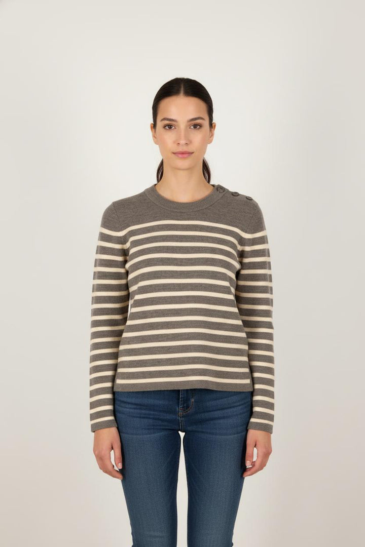 Pull Rayé Gris et Beige - Taille S/36