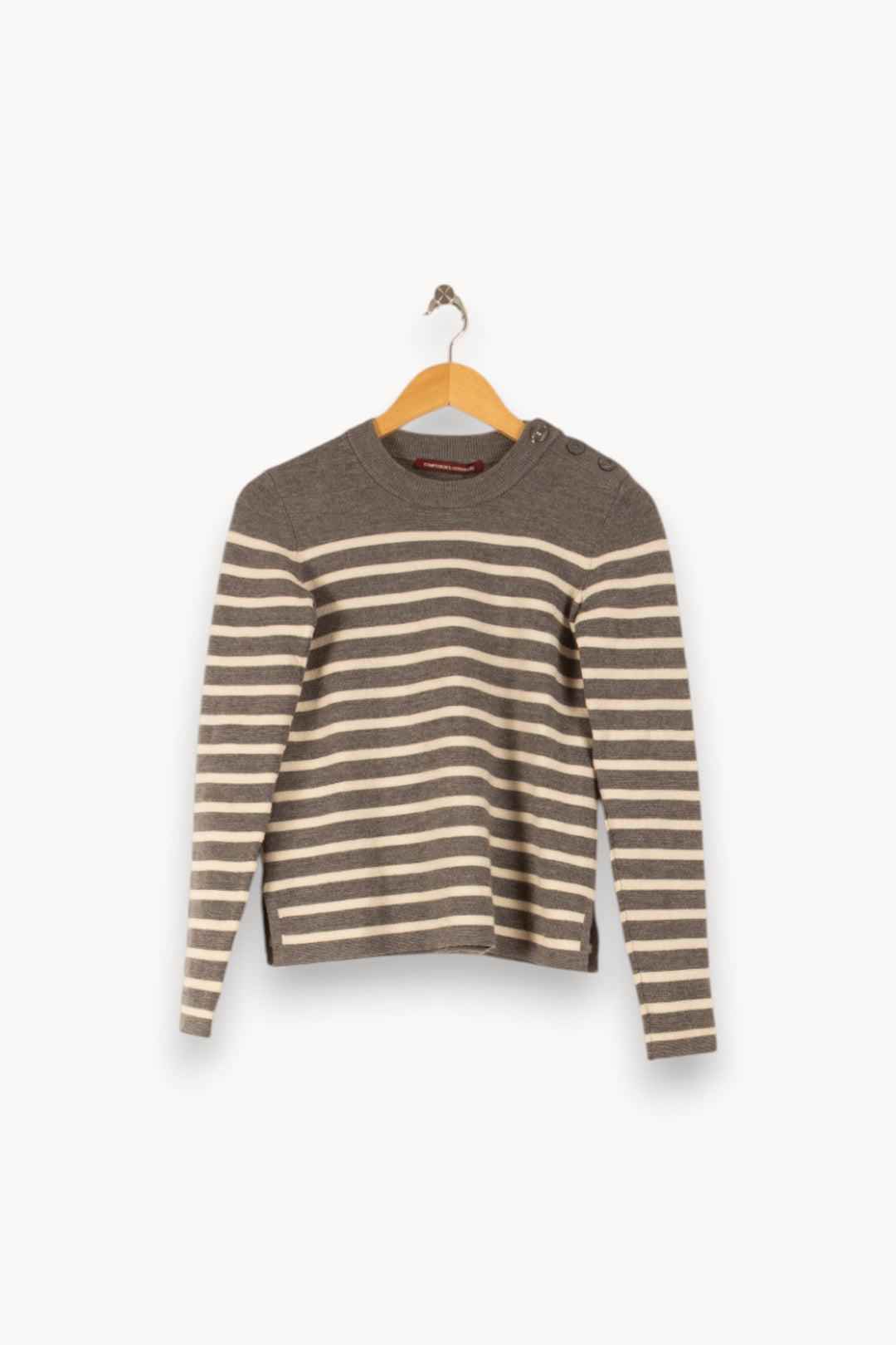 Pull Rayé Gris et Beige - Taille S/36 de la marque Comptoir des Cotonniers | PARAD38271 - Vendu par Paradigme - Image 2