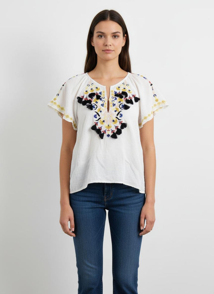 Blouse Blanche et Jaune - Taille M/38