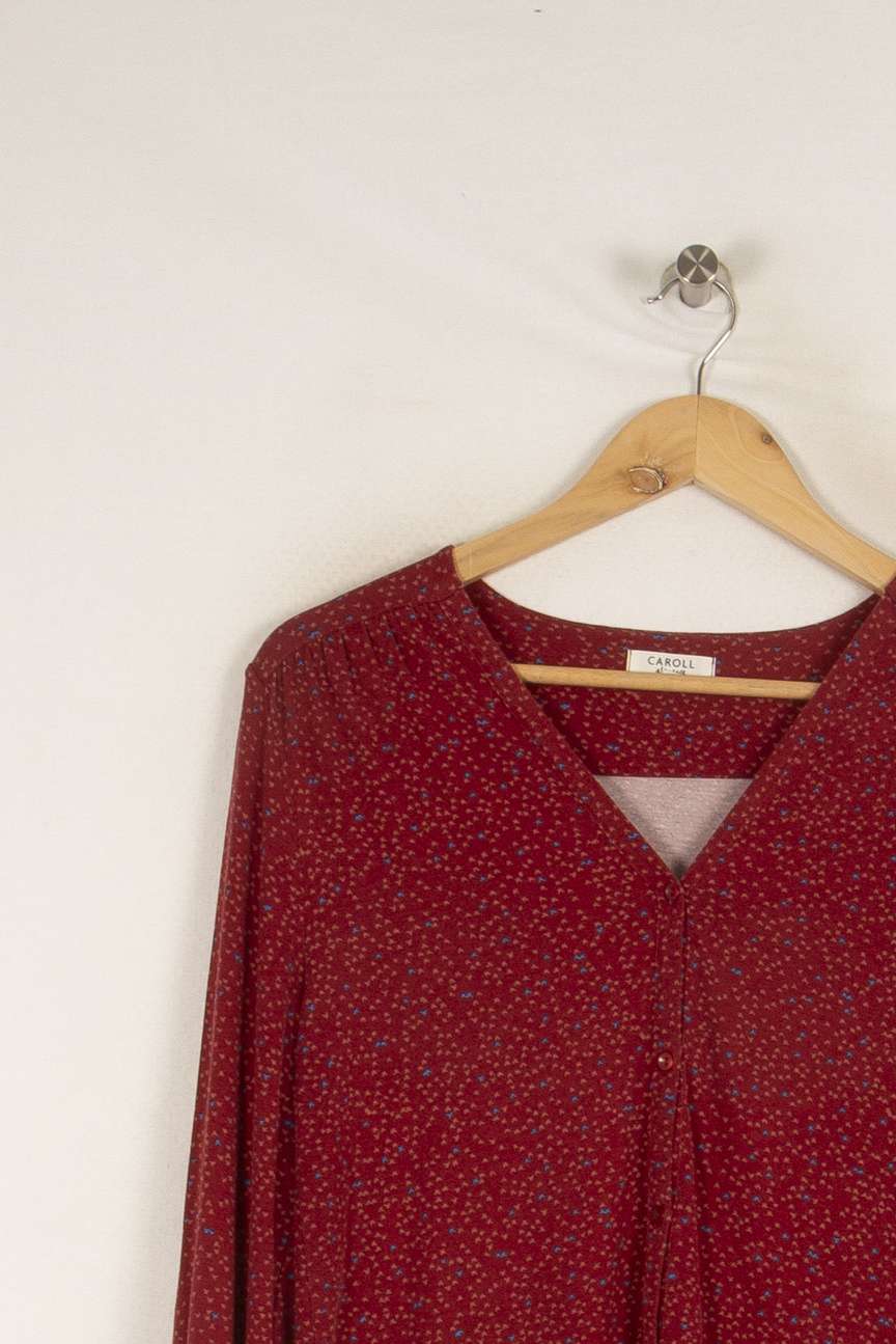 Blouse bordeaux à motif - Taille XS/34 de la marque Caroll | PARAD38567 - Vendu par Paradigme - Image 2