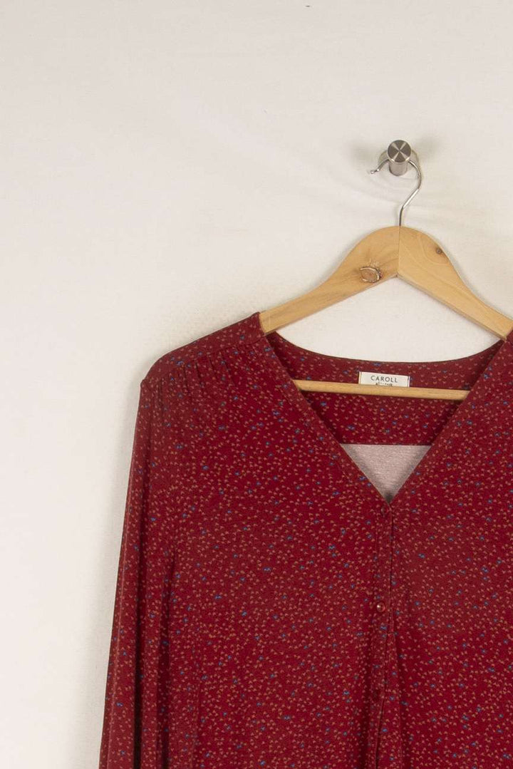 Blouse bordeaux à motif - Taille XS/34 de la marque Caroll | PARAD38567 - Vendu par Paradigme - Image 2