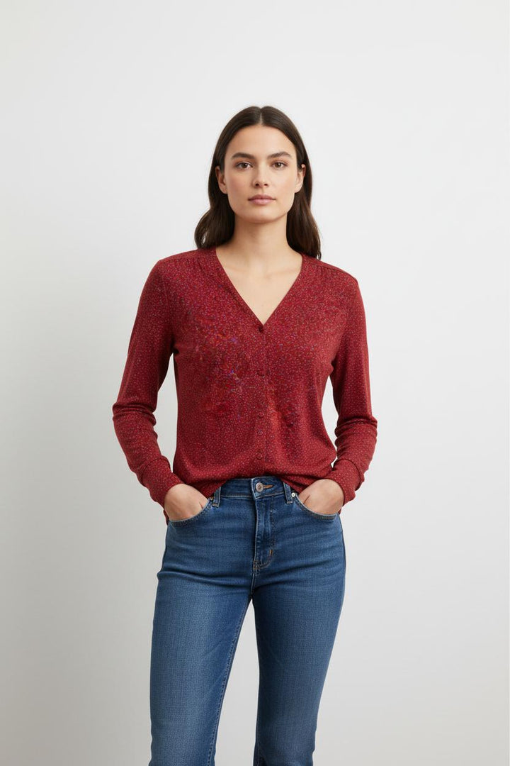 Blouse bordeaux à motif - Taille XS/34