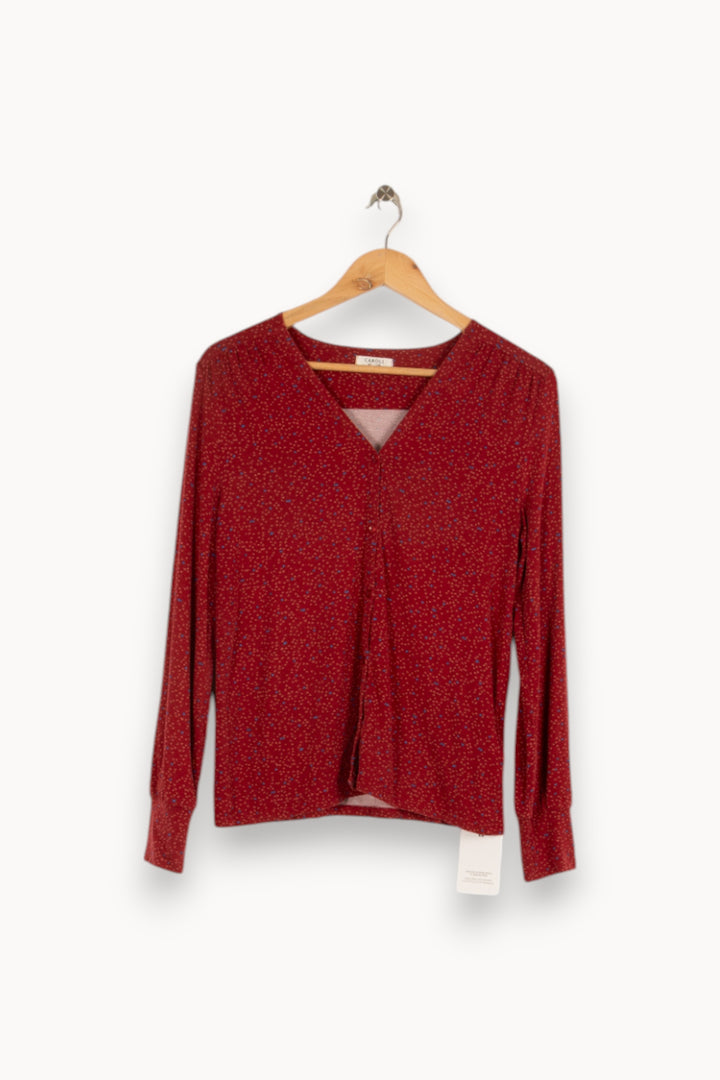 Blouse bordeaux à motif - Taille XS/34 de la marque Caroll | PARAD38567 - Vendu par Paradigme - Image 1