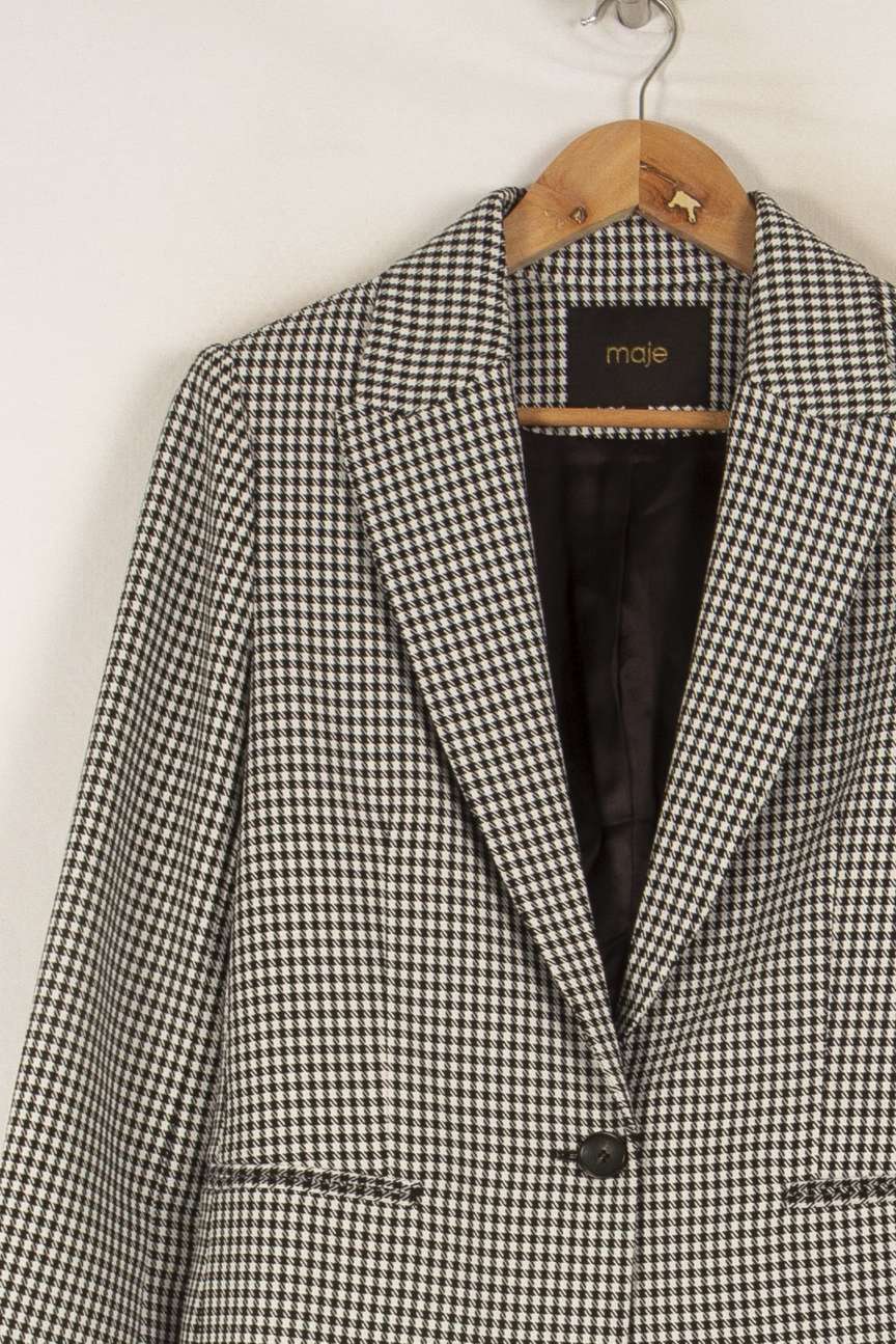 Veste noire et blanche à carreaux - Taille S/36 de la marque Maje | PARAD38805 - Vendu par Paradigme - Image 2