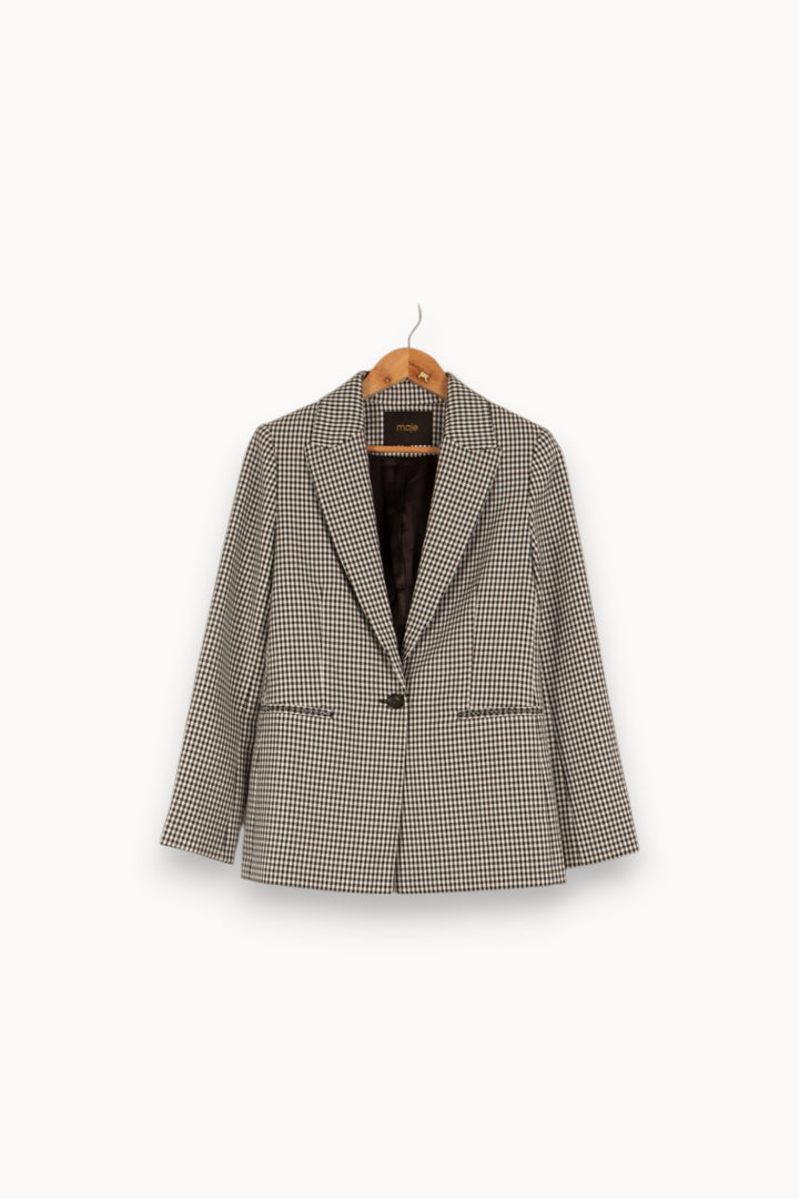 Veste noire et blanche à carreaux - Taille S/36 de la marque Maje | PARAD38805 - Vendu par Paradigme - Image 1