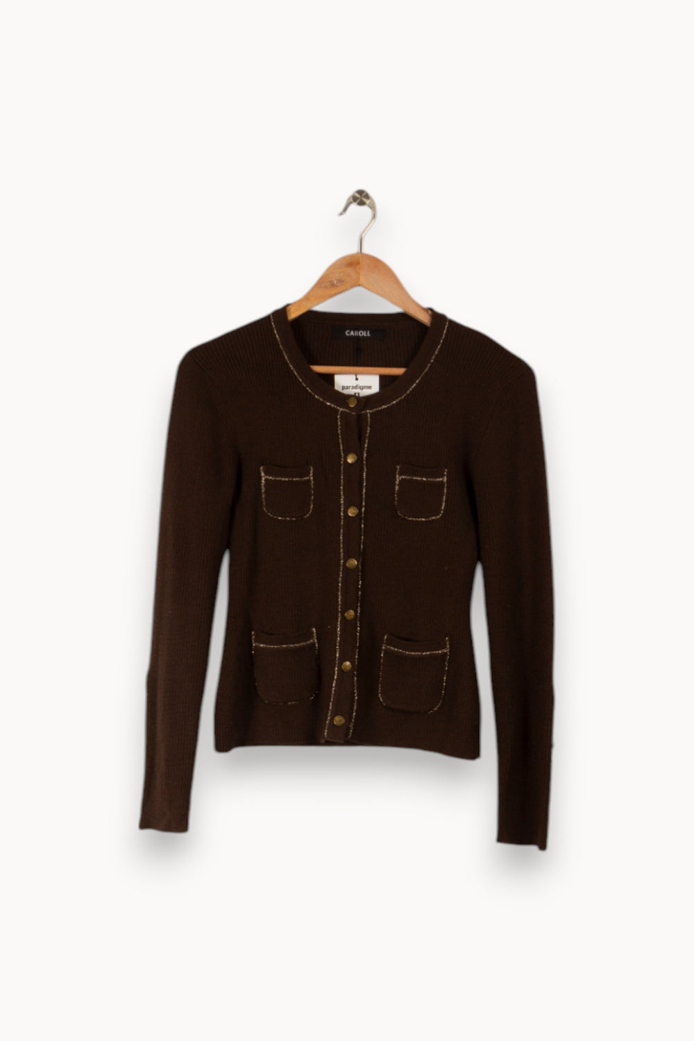 Cardigan marron - Taille M/38 de la marque Caroll | PARAD38947 - Vendu par Paradigme - Image 1
