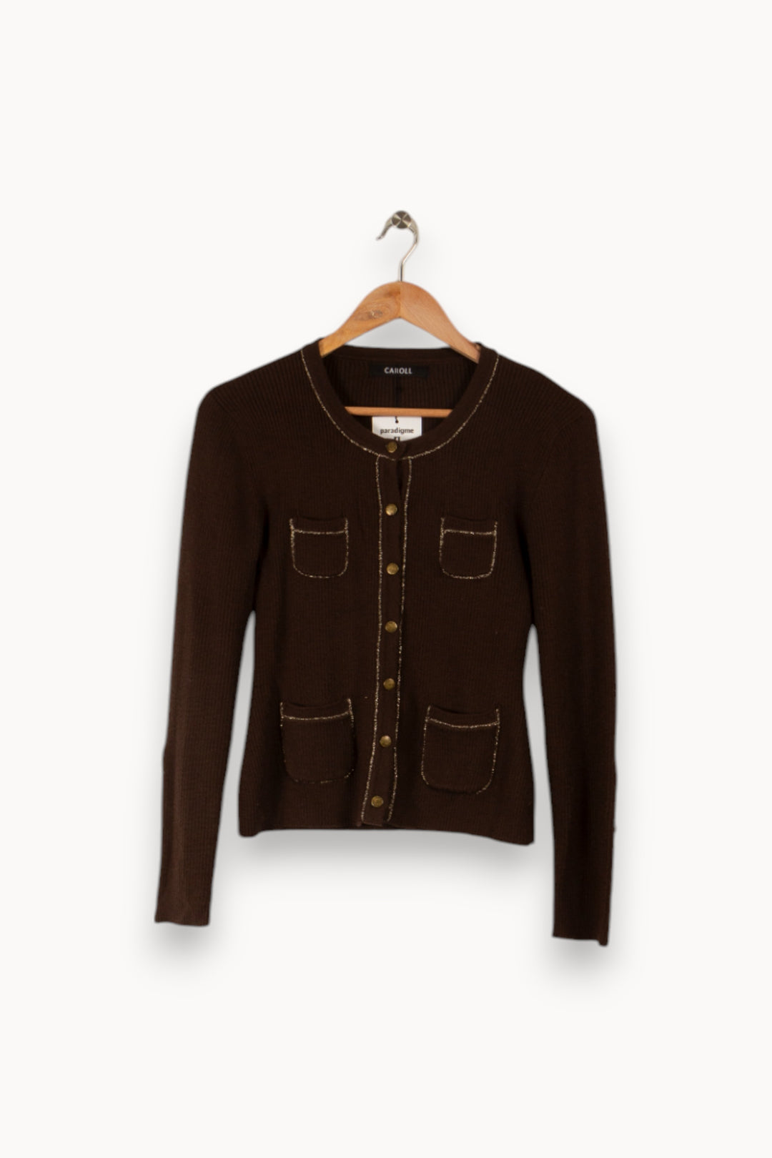 Cardigan marron - Taille M/38 de la marque Caroll | PARAD38947 - Vendu par Paradigme - Image 1