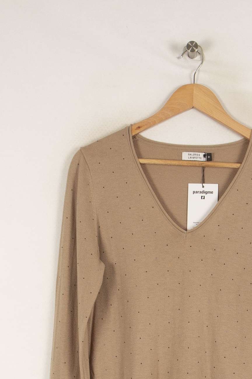 Pull beige à strass - Taille S/36 de la marque Galeries Lafayette | PARAD38984 - Vendu par Paradigme - Image 2