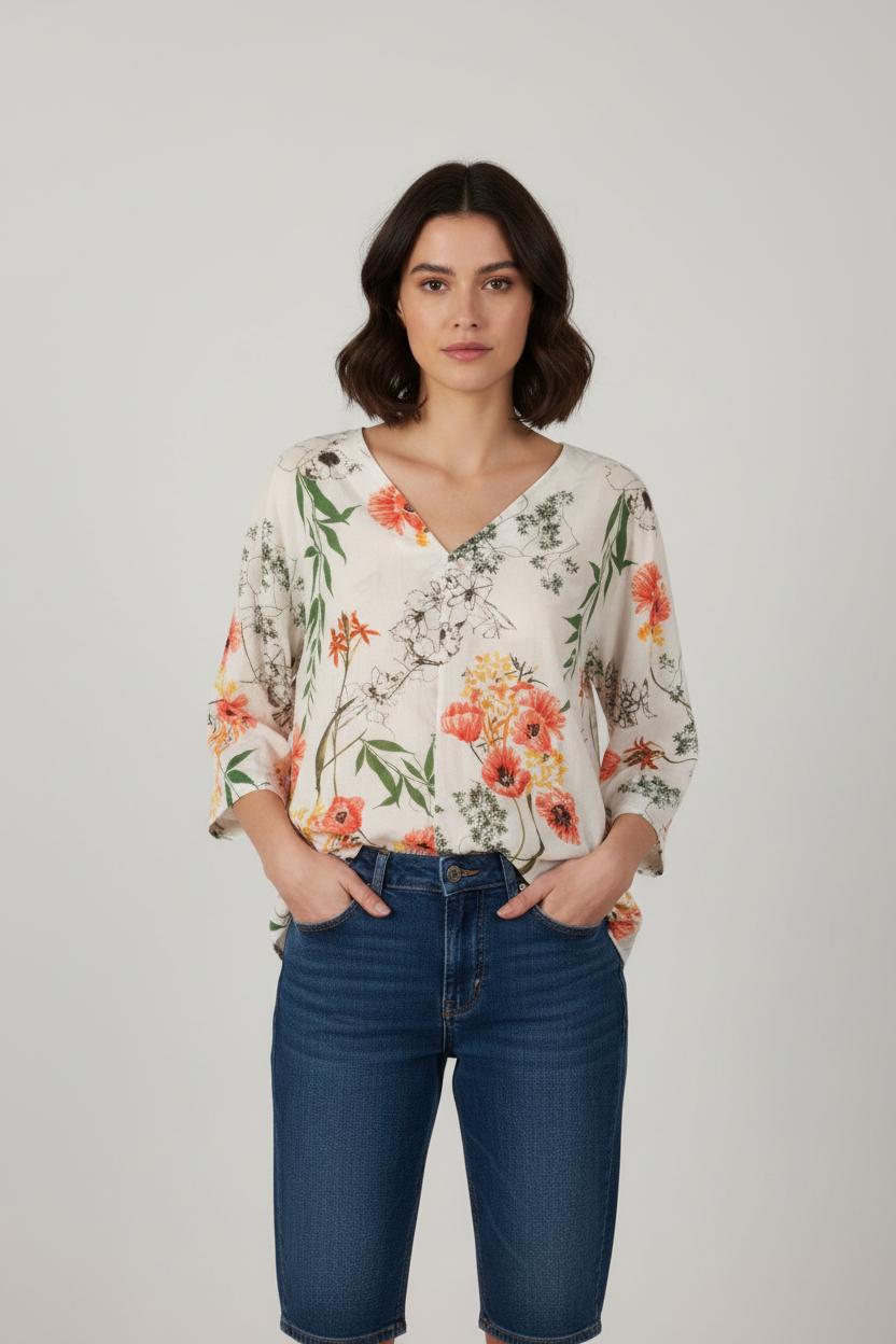Blouse blanche à motifs - Taille S/36