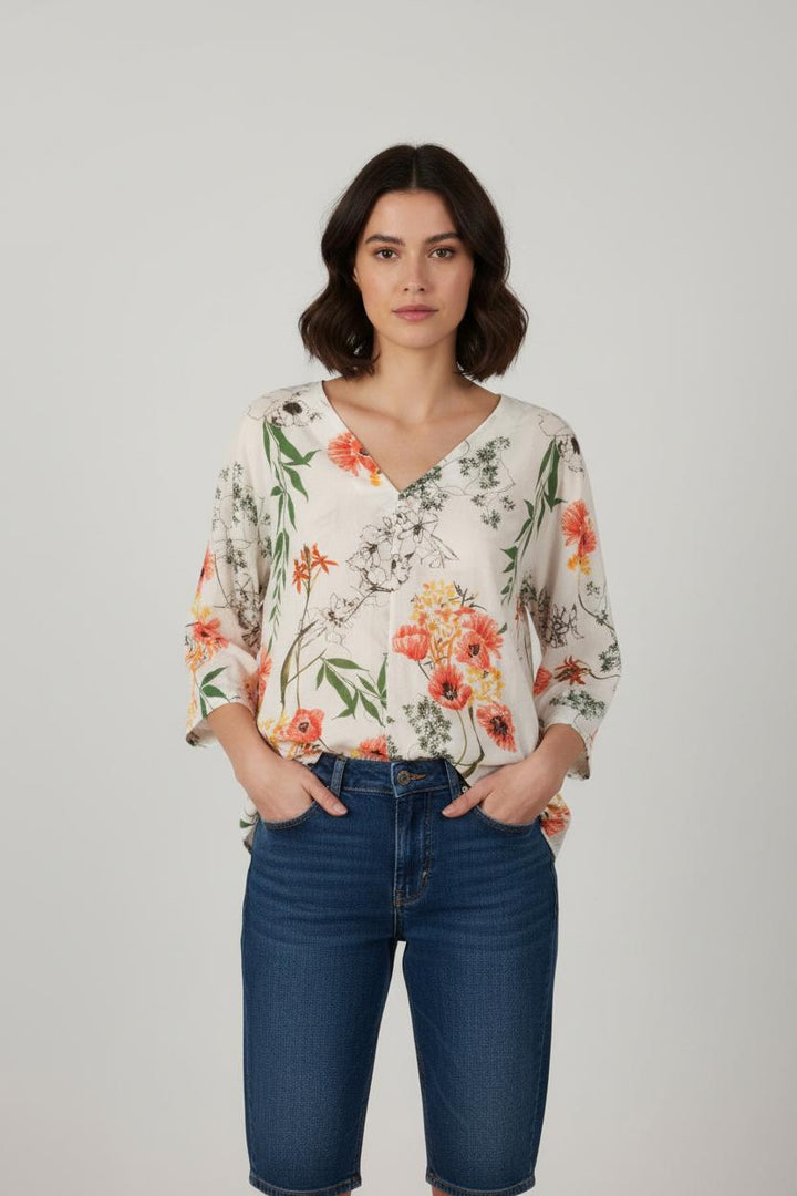 Blouse blanche à motifs - Taille S/36