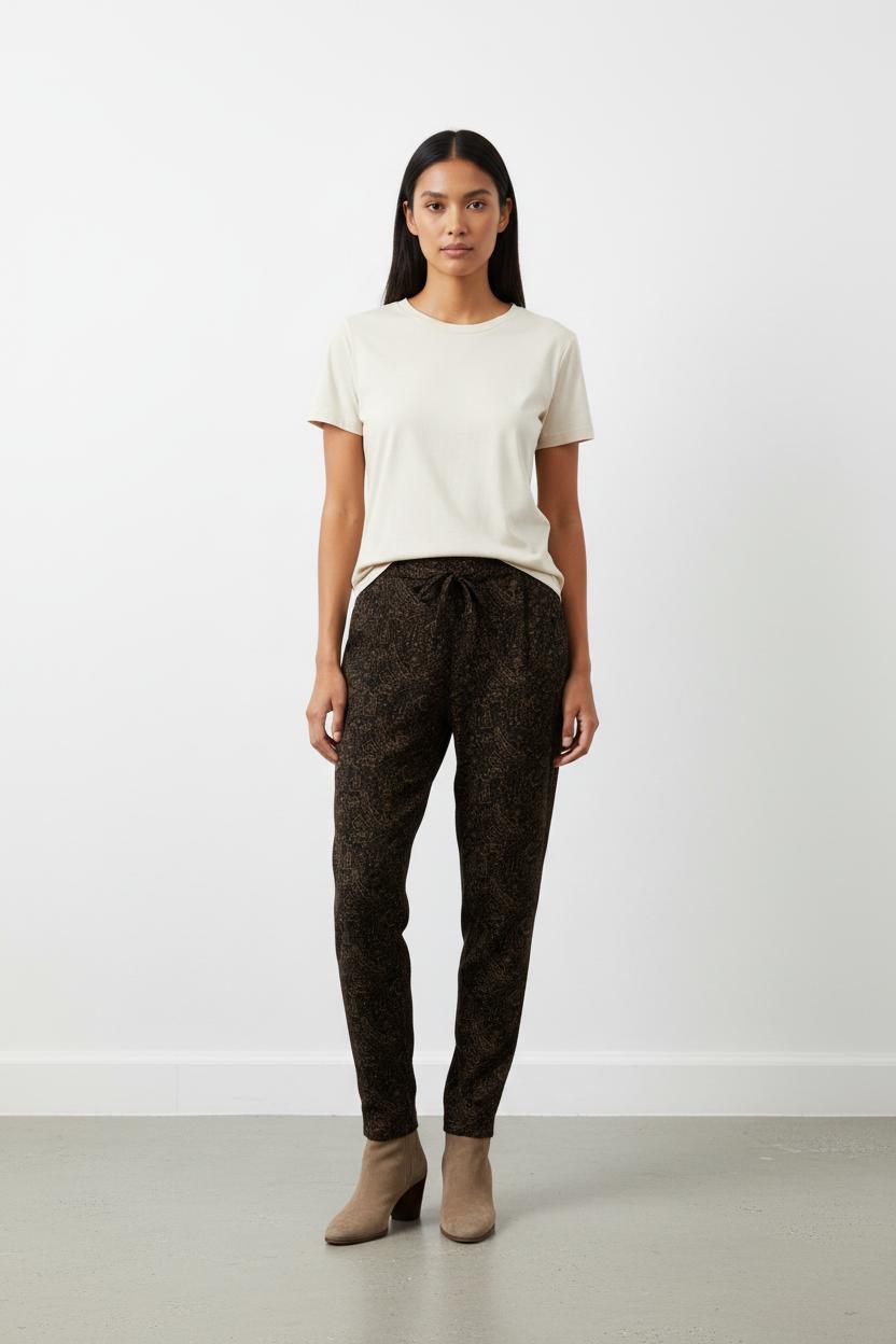 Pantalon noir et vert à motifs - Taille M/38