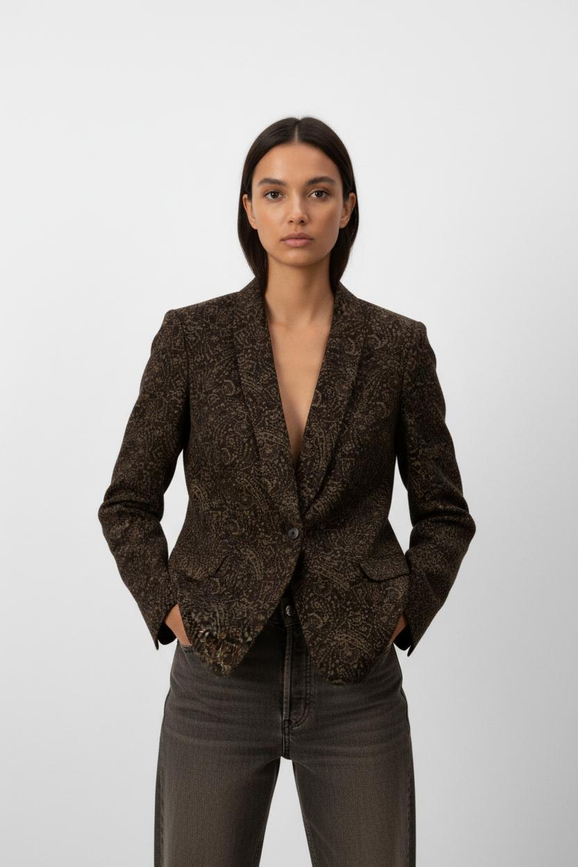 Veste noire et verte à motifs - Taille M/38