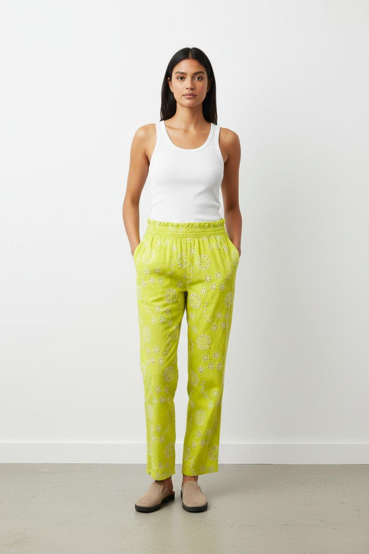 Pantalon jaune/vert fluo en broderies - Taille S/36