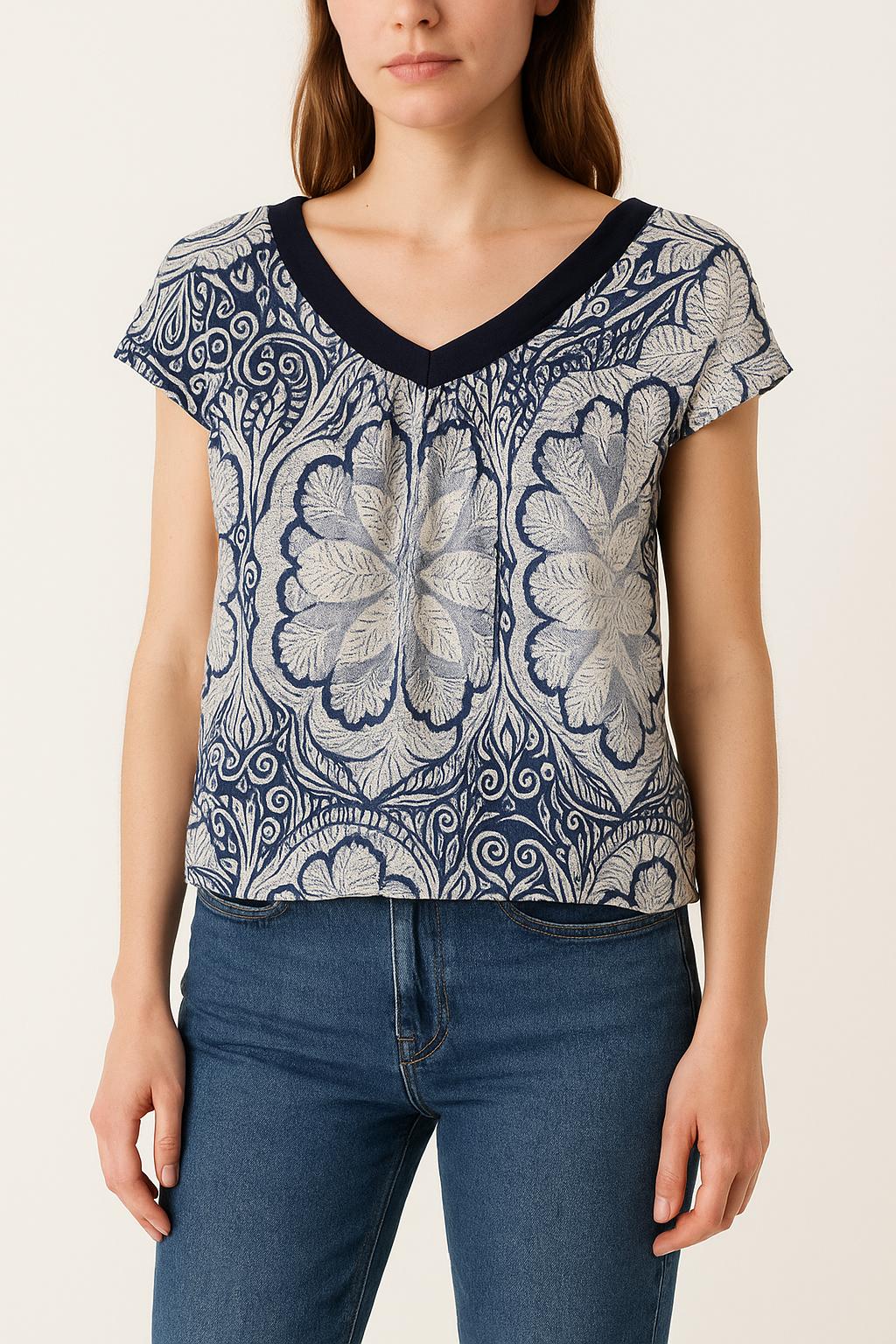 Top Bleu à Motif - Taille S/36 de la marque One Step | PARAD39222 - Vendu par Paradigme - Image 1