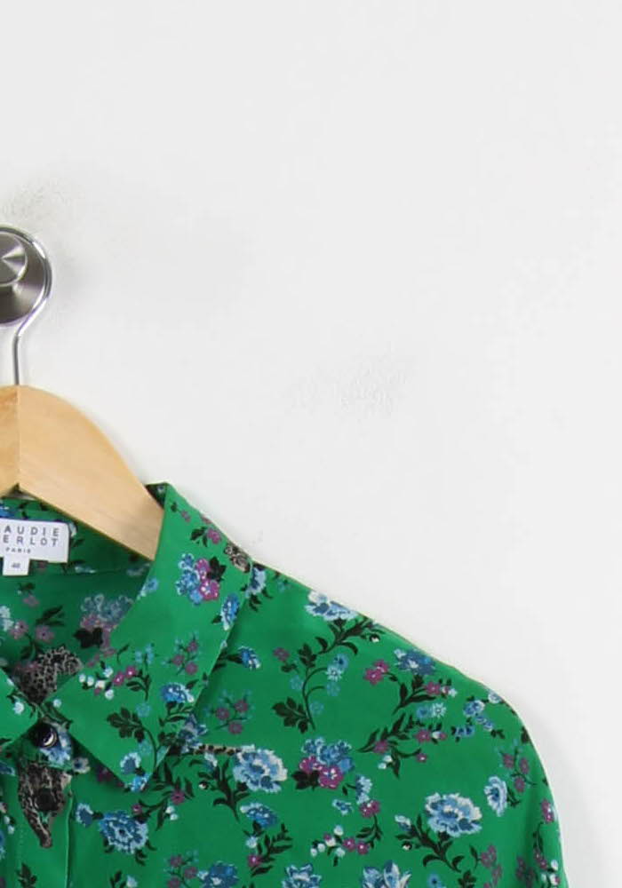 Chemise verte à motifs - Taille L/40 de la marque Claudie Pierlot | PARAD39314 - Vendu par Paradigme - Image 3