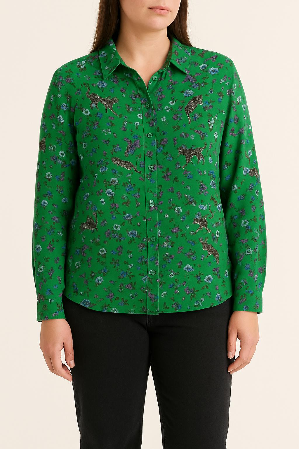 Chemise verte à motifs - Taille L/40 de la marque Claudie Pierlot | PARAD39314 - Vendu par Paradigme - Image 1