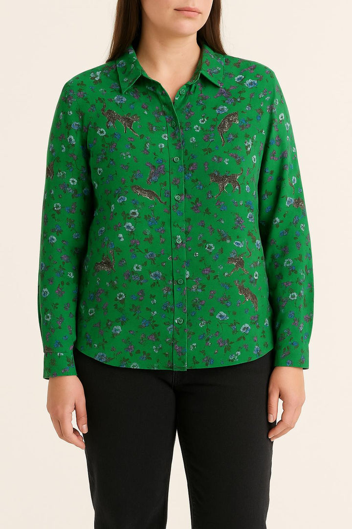 Chemise verte à motifs - Taille L/40 de la marque Claudie Pierlot | PARAD39314 - Vendu par Paradigme - Image 1
