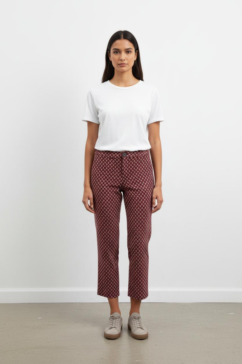 Pantalon bordeaux à motifs - Taille S/36