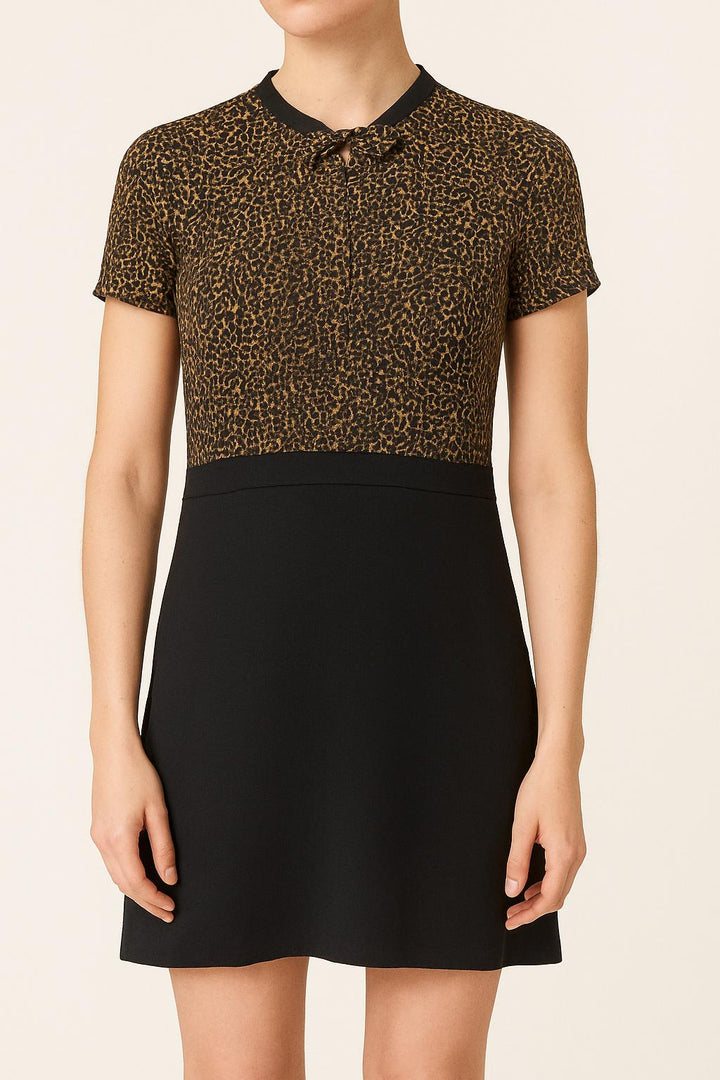 Robe Courte Noire et Léopard - Taille S/36 de la marque The Kooples | PARAD39510 - Vendu par Paradigme - Image 1