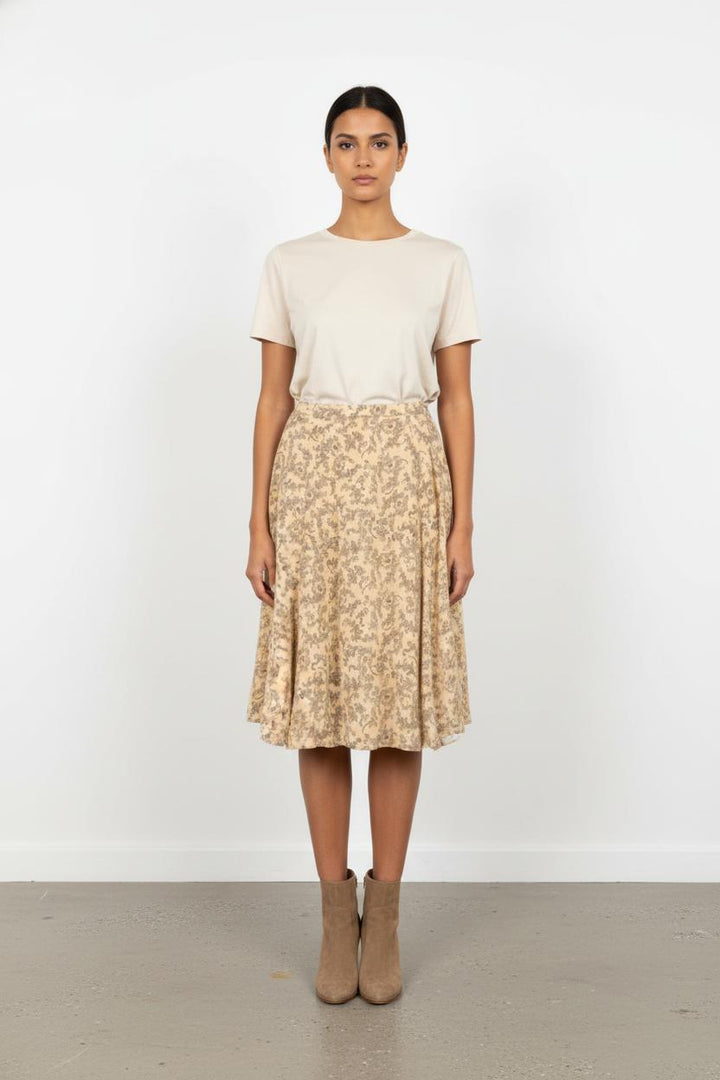 Jupe Longue Beige et Marron - Taille M/38