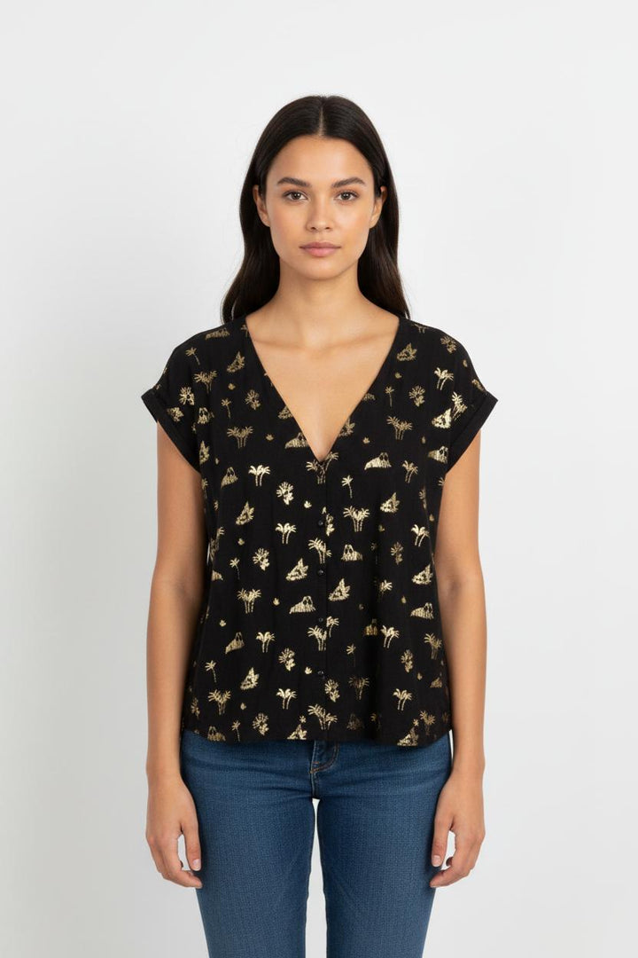 Blouse Noire et Dorée - Taille L/40