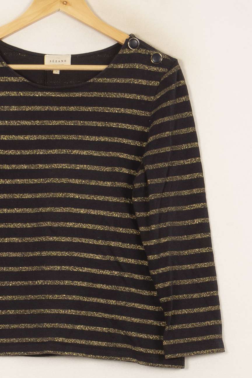 Marinière Noir et Doré - Taille L/40 de la marque Sézane | PARAD39547 - Vendu par Paradigme - Image 3