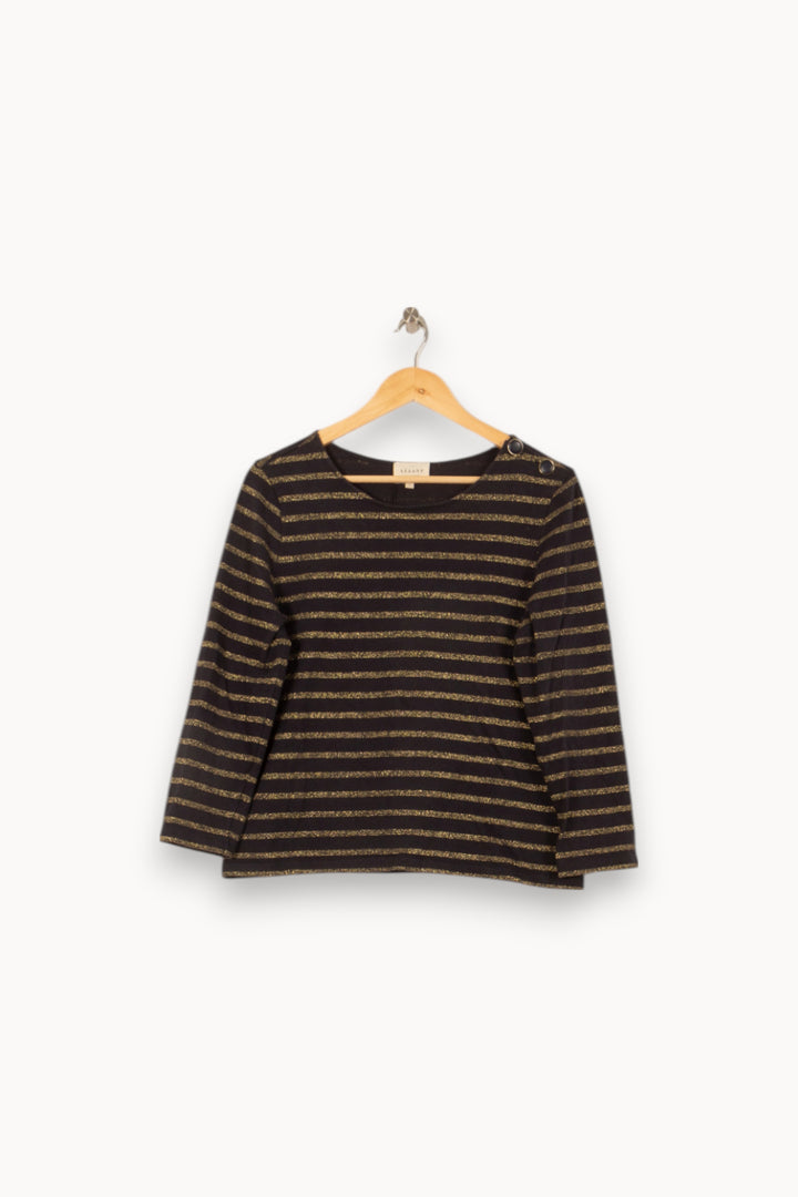 Marinière Noir et Doré - Taille L/40 de la marque Sézane | PARAD39547 - Vendu par Paradigme - Image 2