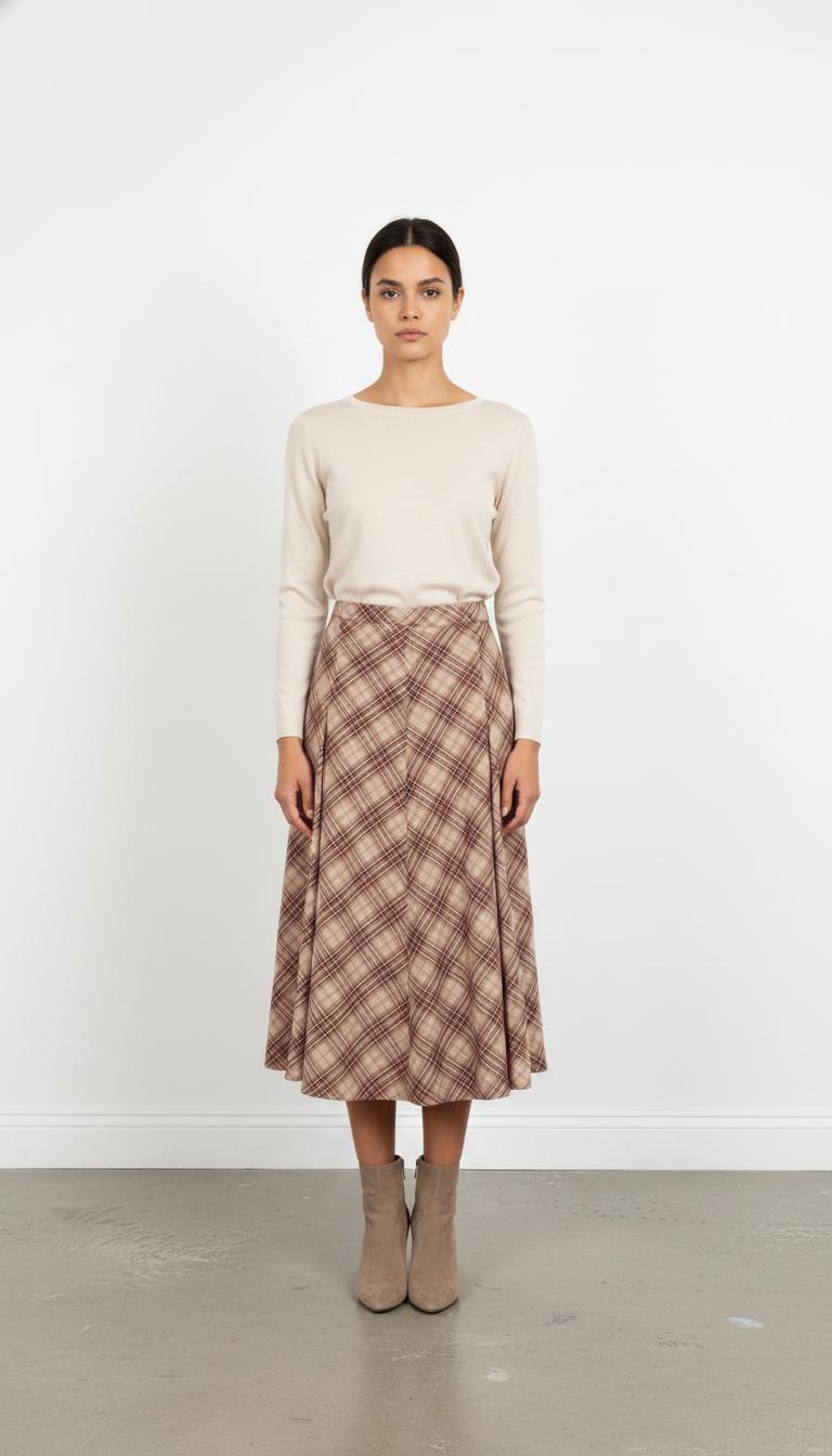 Jupe Longue Beige et Marron - Taille S/36
