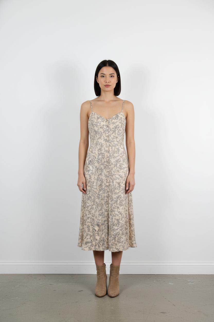 Robe Longue Beige et Noire - Taille S/36