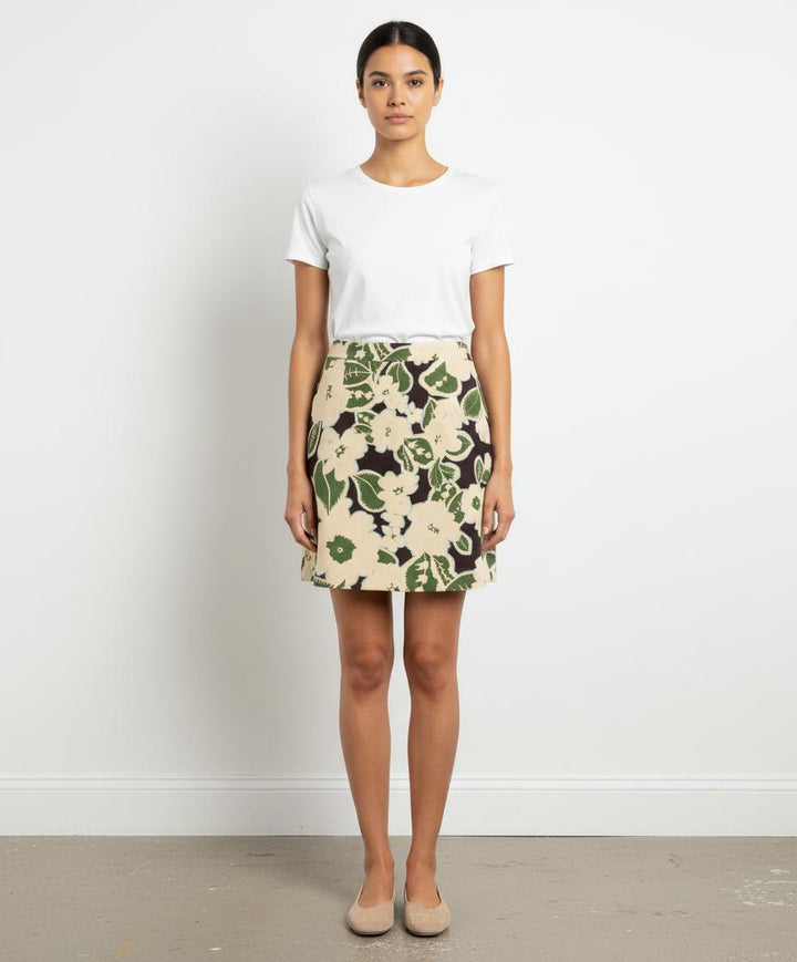 Jupe Courte Beige et Verte - Taille S/36