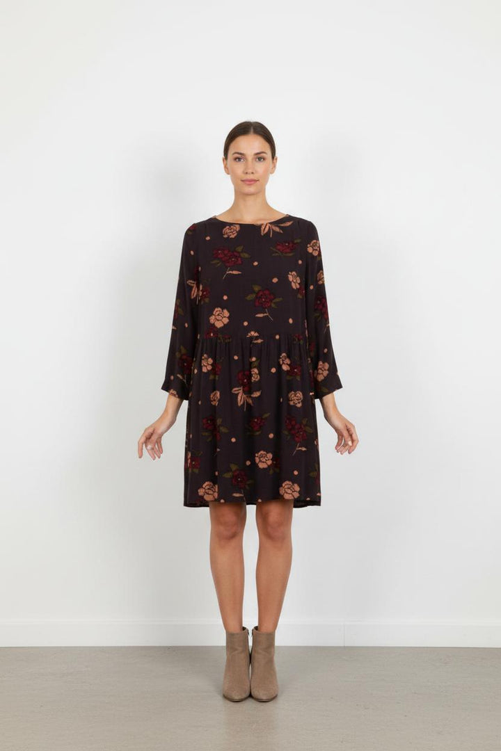 Robe Fleurie Noire et Rouge - Taille M/38
