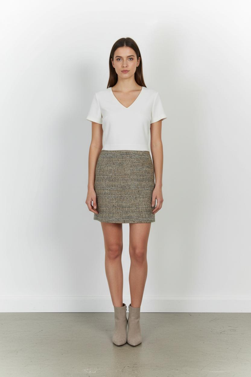 Robe Courte Écrue et Beige - Taille S/36 de la marque Caroll | PARAD39658 - Vendu par Paradigme - Image 1