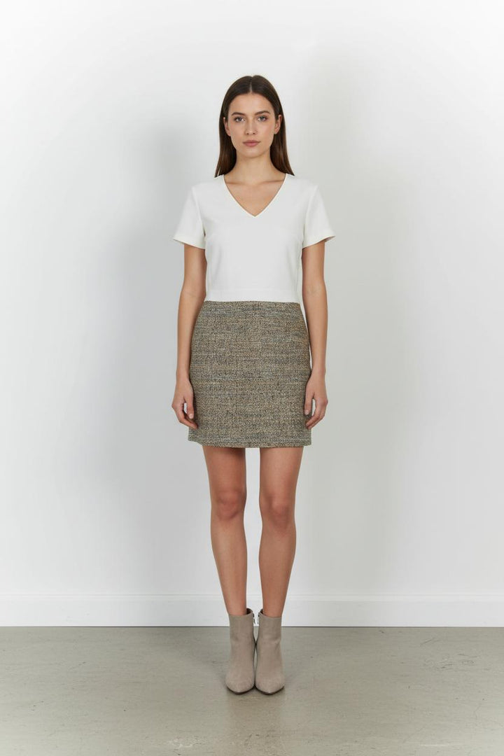 Robe Courte Écrue et Beige - Taille S/36 de la marque Caroll | PARAD39658 - Vendu par Paradigme - Image 1