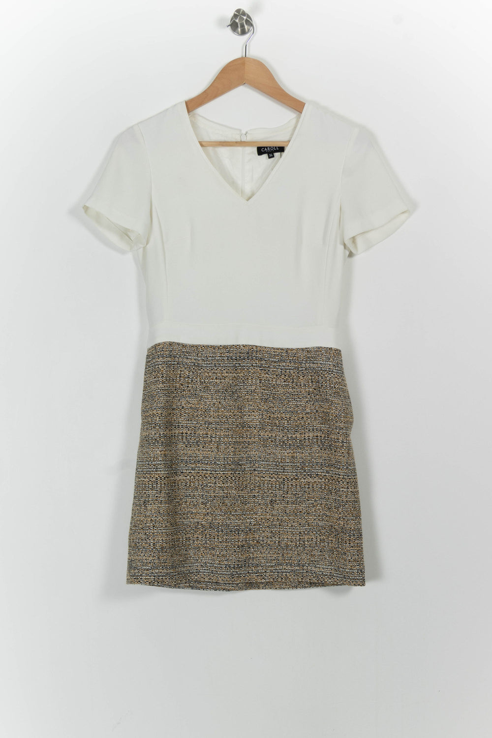Robe Courte Écrue et Beige - Taille S/36 de la marque Caroll | PARAD39658 - Vendu par Paradigme - Image 2