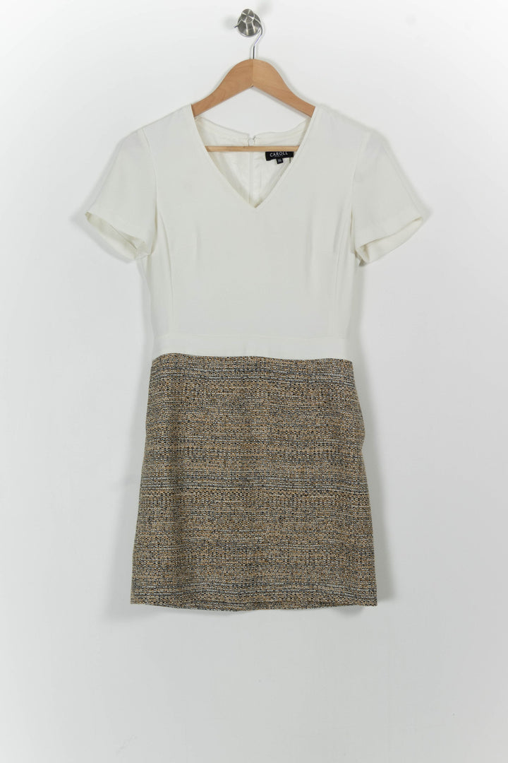 Robe Courte Écrue et Beige - Taille S/36 de la marque Caroll | PARAD39658 - Vendu par Paradigme - Image 2