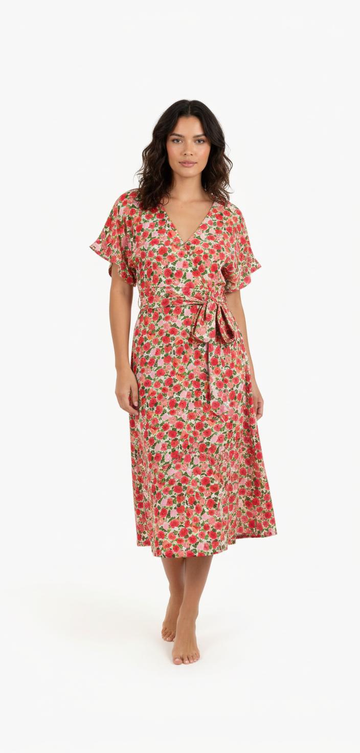 Robe Longue Rouge et Verte - Taille L/40