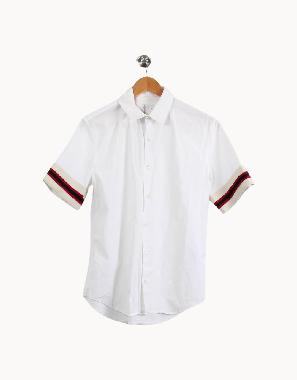 Chemise Manches Courtes Blanche et Beige - Taille M/38 de la marque Sandro | PARAD39750 - Vendu par Paradigme - Image 2