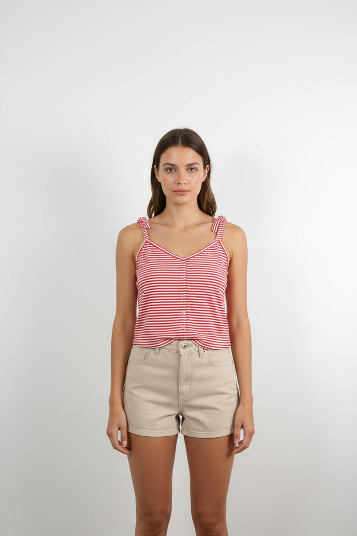 Top à Bretelles Rouge et Blanc - Taille L/40