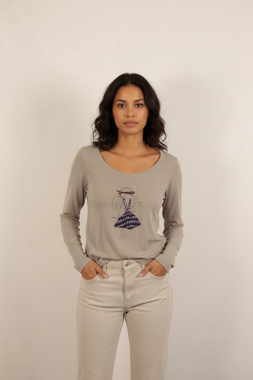 Tee-shirt Manche Longue Gris - Taille L/40
