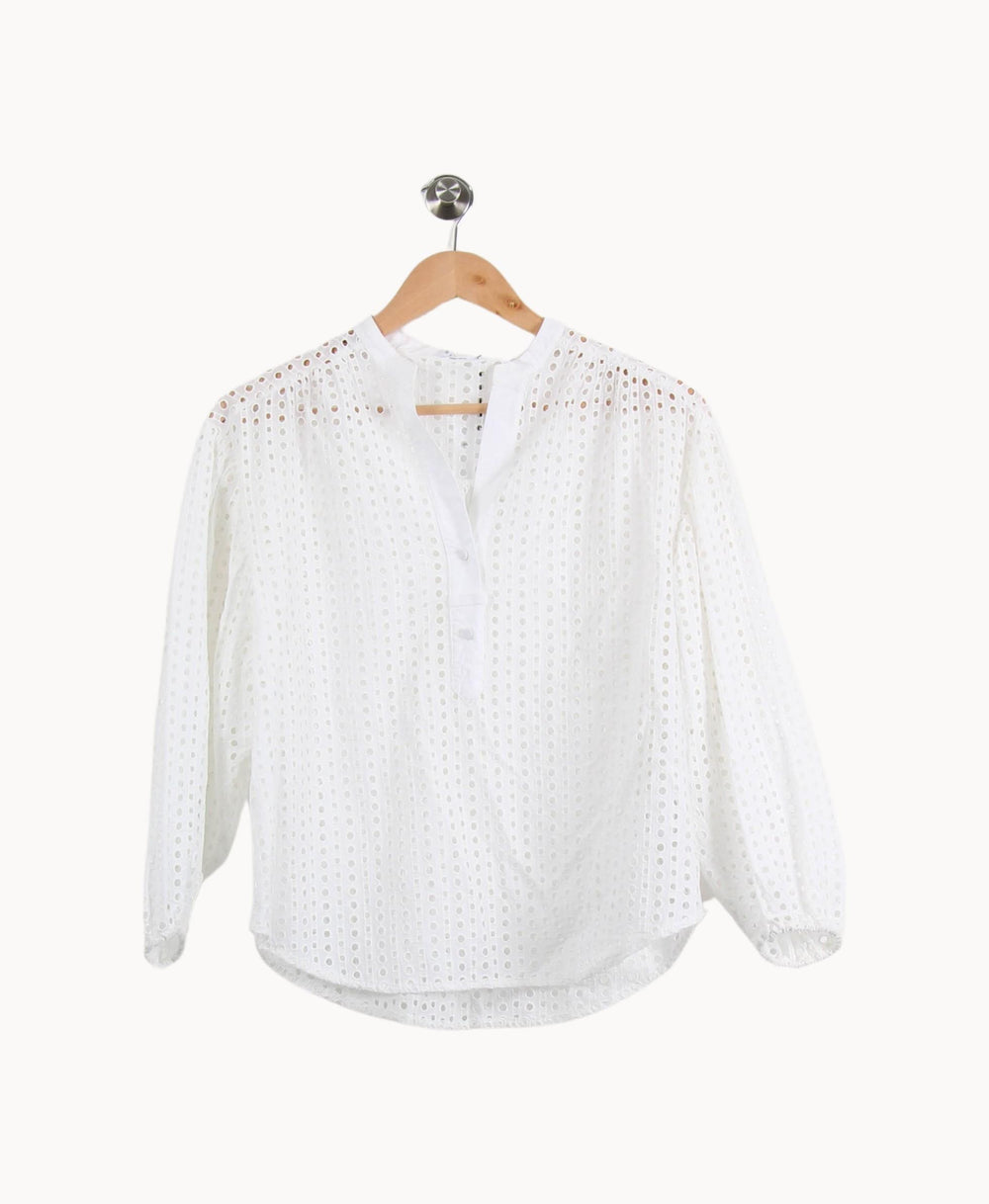 Blouse Brodée Blanche - Taille XS/34 de la marque Claudie Pierlot | PARAD39797 - Vendu par Paradigme - Image 2