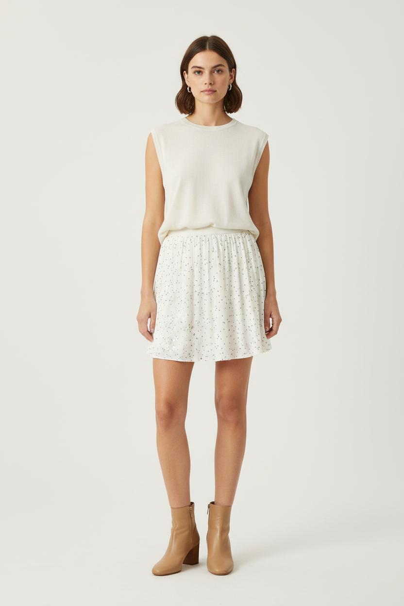 Jupe Plissée Blanche à Pois Noirs - Taille S/36 de la marque Marie Sixtine | PARAD39864 - Vendu par Paradigme - Image 1