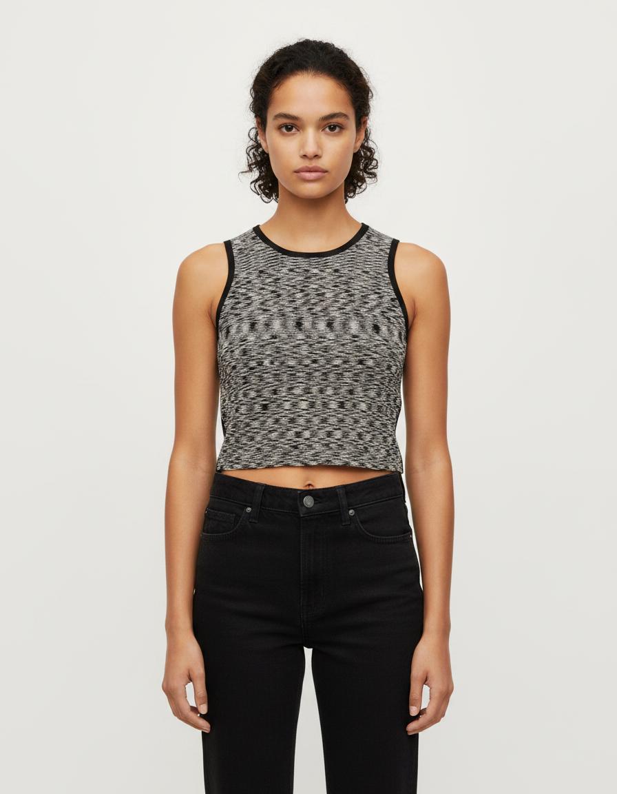 Crop Top Gris et Noir - Taille S/36