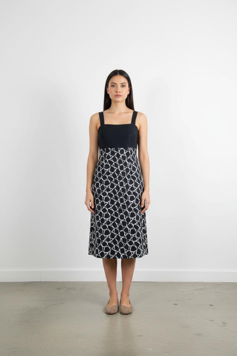 Robe Midi Noire et Blanche - Taille S/36