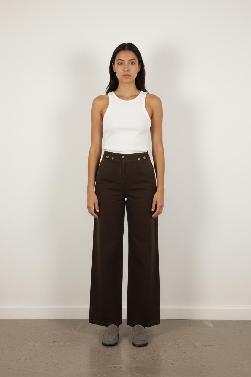 Pantalon Large Marron - Taille S/36