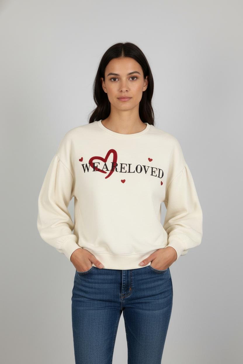 Sweat blanc à inscriptions - Taille XS/34
